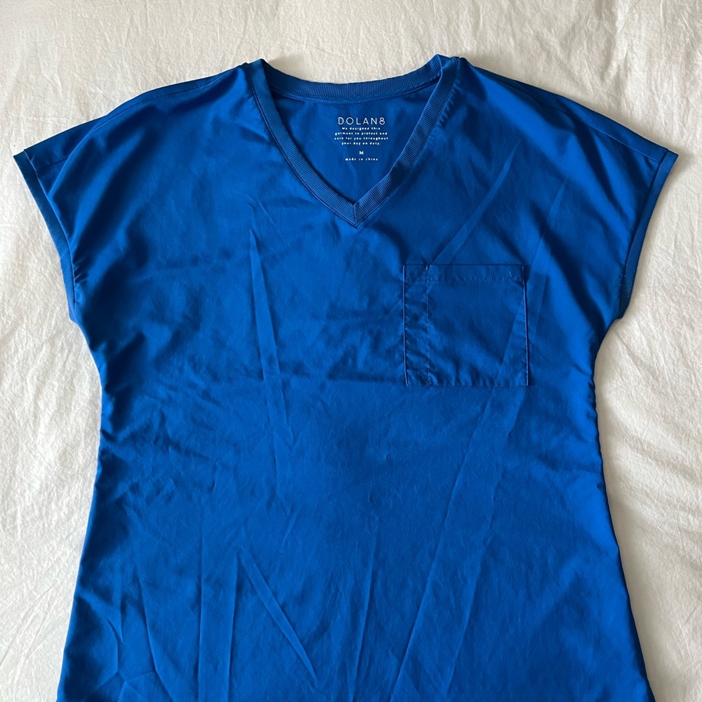 Walker Drop Shoulder 2-Pocket TLC Scrub Top  |  Royal Blue